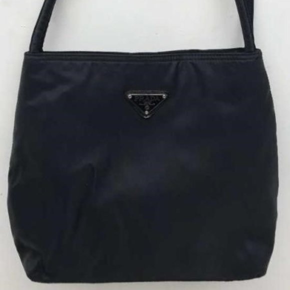 Prada Handbags - PRADA Nylon Leather Shoulder Bag Tote handbag purse Black Milan Italy Italian
